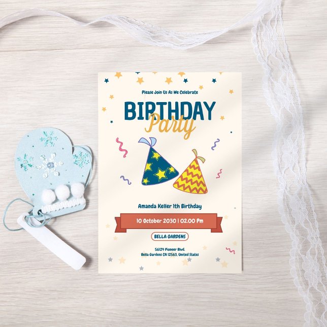 Casquette de fête coloré Invitation d'anniversaire (Créateur téléchargé)