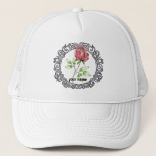 Casquette de fleurs de rose rouge