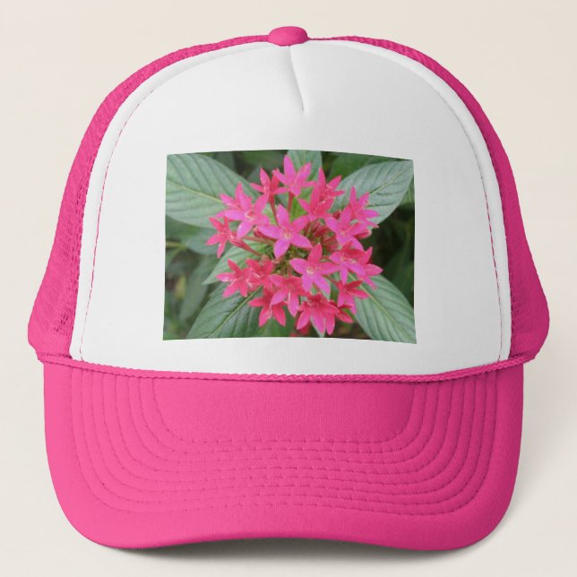 Casquette de fleurs tropicales rose vif (Devant)