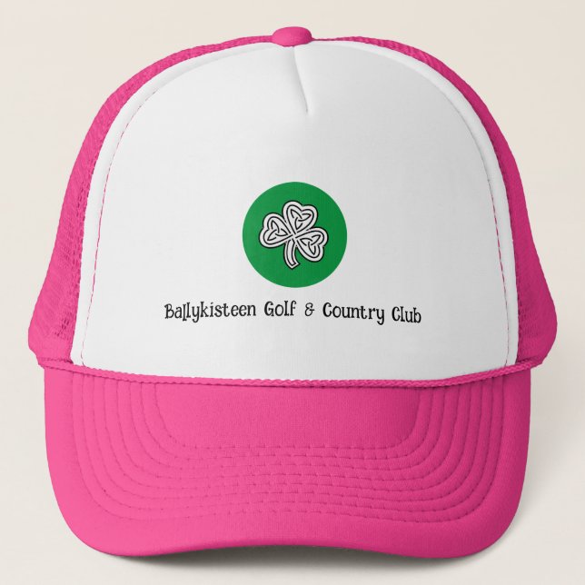 Casquette de golf rose customisé avec logo et nom (Devant)