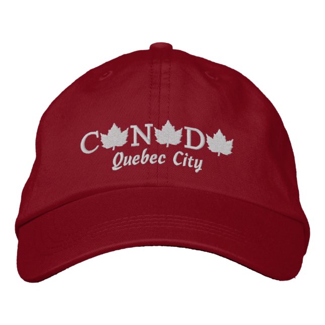 Casquette de la balle rouge brodée du Canada - Qué (Devant)