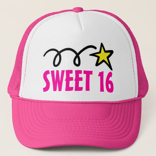 Casquette de la fête sweet sixteen rose pour 16ème (Devant)