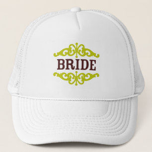 Casquette de mariée (Chocolat Brown & Chartreuse)