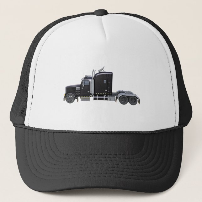 Casquette De noir camion semi avec de pleines lumières dans (Devant)