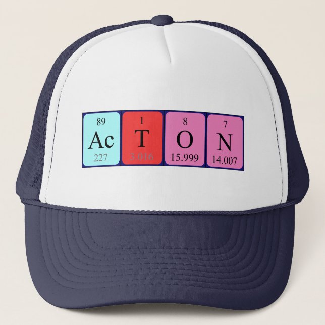 Casquette de nom de table périodique Acton (Devant)
