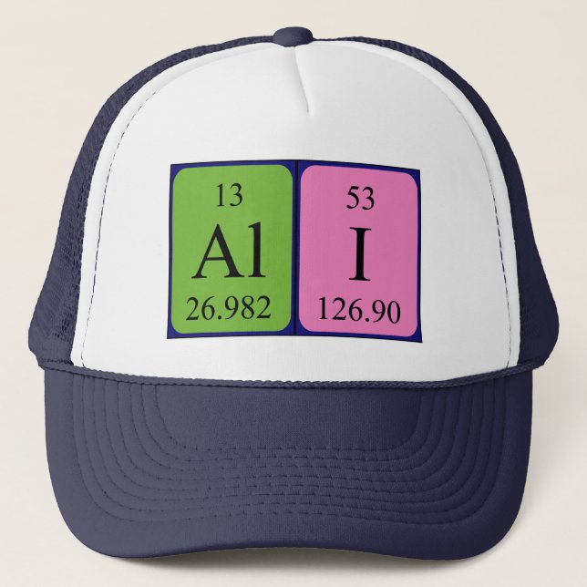 Casquette de nom de table périodique Ali (Devant)