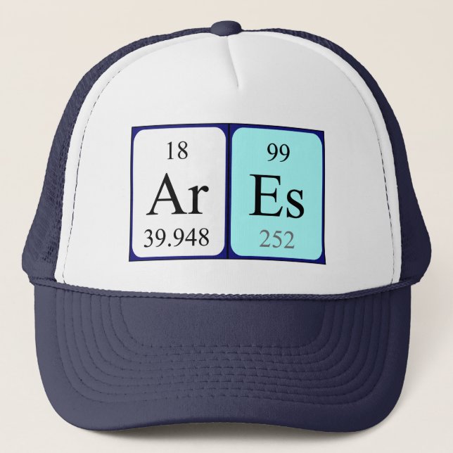 Casquette de nom de table périodique Ares (Devant)