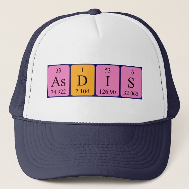 Casquette de nom de table périodique Asdis (Devant)