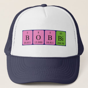 Casquette de nom de table périodique Bobbi