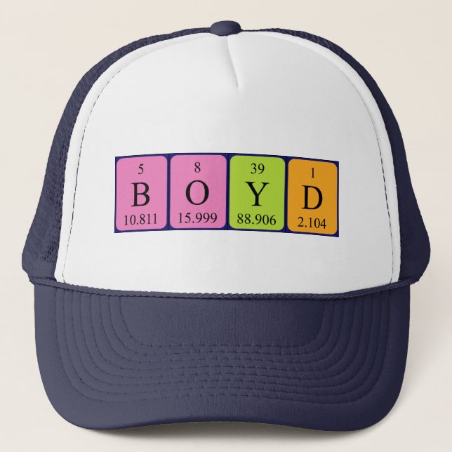 Casquette de nom de table périodique Boyd (Devant)