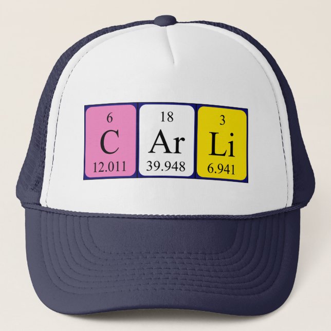 Casquette de nom de table périodique Carli (Devant)