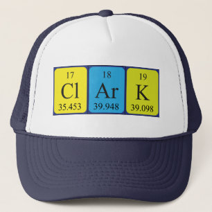 Casquette de nom de table périodique Clark