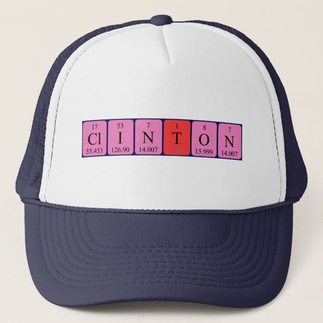 Casquette de nom de table périodique Clinton (Devant)
