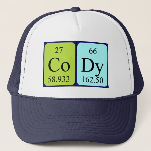 Casquette de nom de table périodique Cody (Devant)