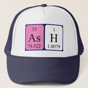 Casquette de nom de table périodique de cendre
