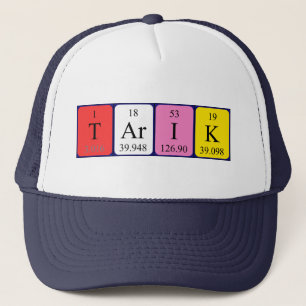 Casquette de nom de table périodique de Tarik