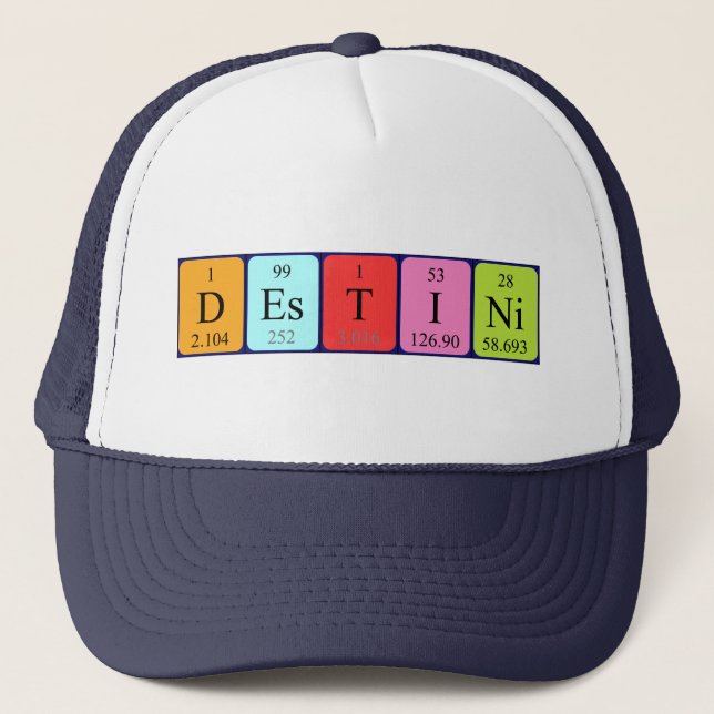 Casquette de nom de table périodique Destini (Devant)