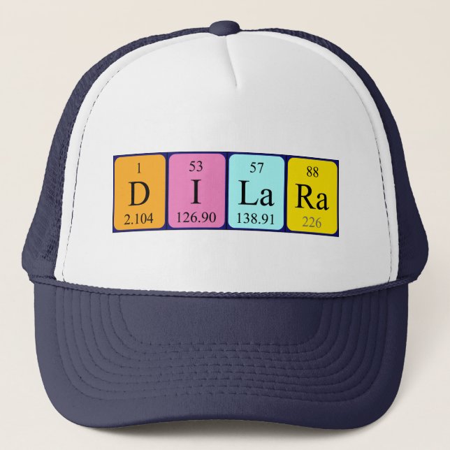 Casquette de nom de table périodique Dilara (Devant)