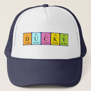 Casquette de nom de table périodique Ducky