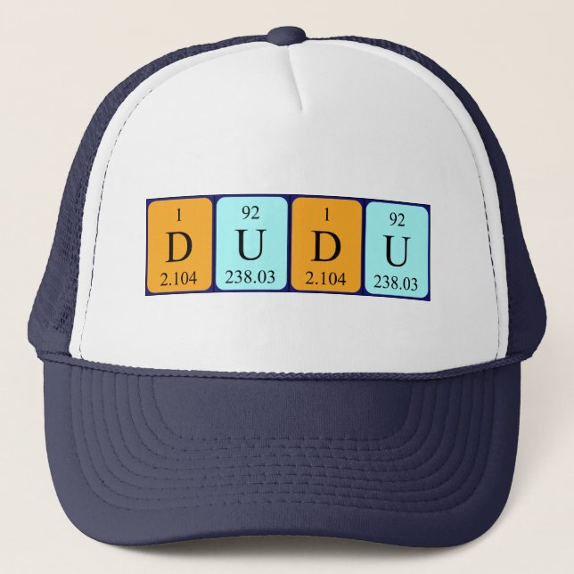 Casquette de nom de table périodique Dudu (Devant)