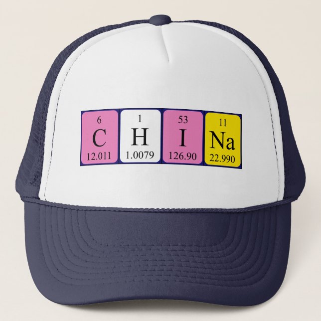 Casquette de nom de table périodique en Chine (Devant)