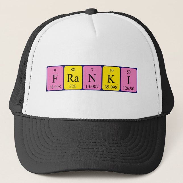 Casquette de nom de table périodique Franki (Devant)
