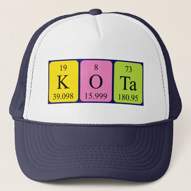 Casquette de nom de table périodique Kota (Devant)