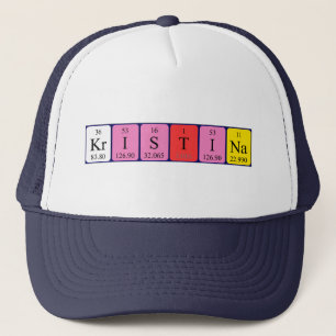 Casquette de nom de table périodique Kristina