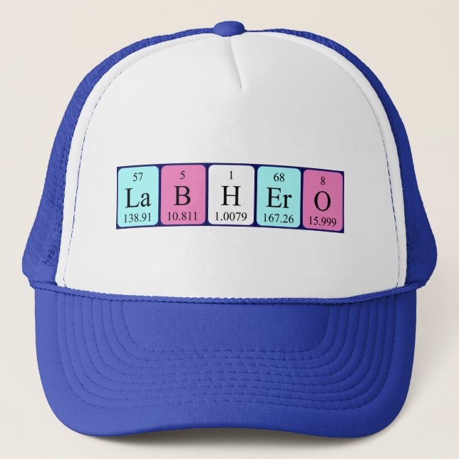 Casquette de nom de table périodique Lab Hero (Devant)