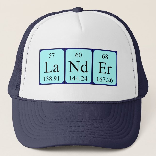 Casquette de nom de table périodique Lander (Devant)