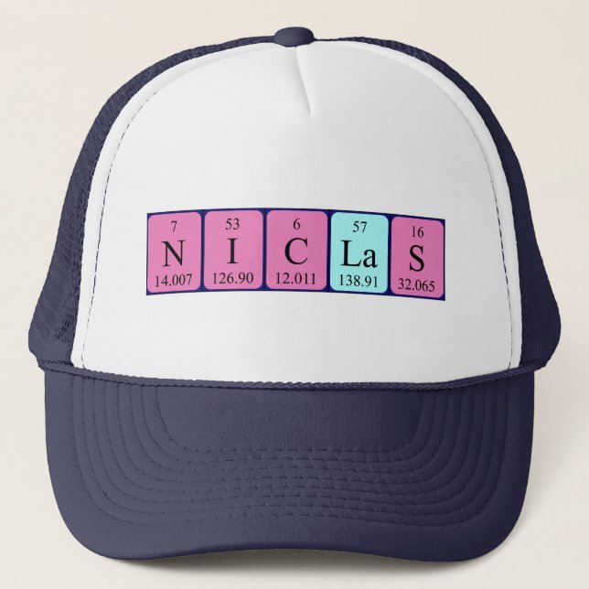 Casquette de nom de table périodique Niclas (Devant)