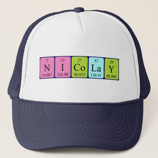Casquette de nom de table périodique Nicolay (Devant)