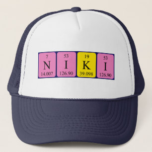 Casquette de nom de table périodique Niki