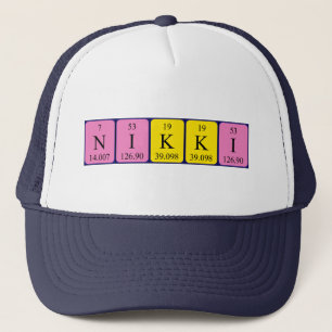 Casquette de nom de table périodique Nikki