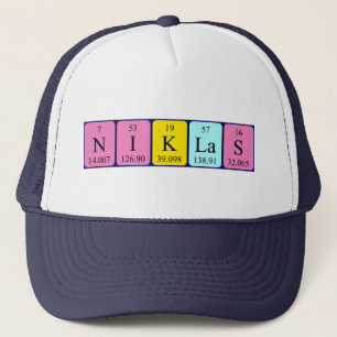 Casquette de nom de table périodique Niklas