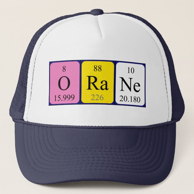 Casquette de nom de table périodique Orane (Devant)