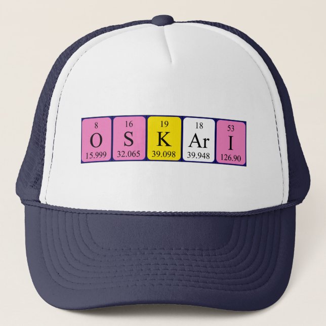 Casquette de nom de table périodique Oskari (Devant)