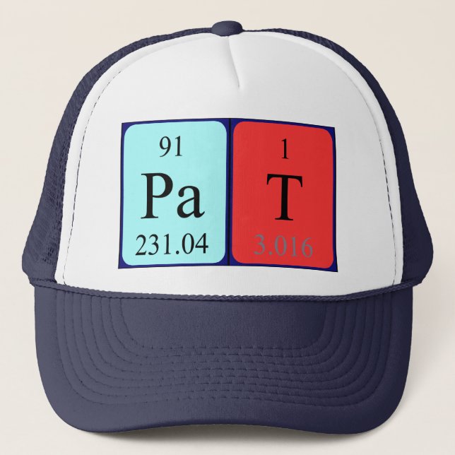 Casquette de nom de table périodique Pat (Devant)