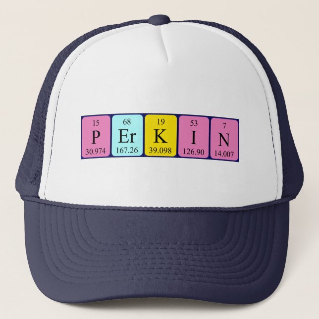 Casquette de nom de table périodique Perkin (Devant)