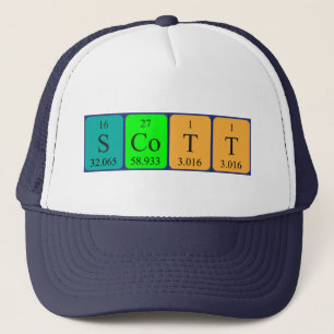 Casquette de nom de table périodique Scott