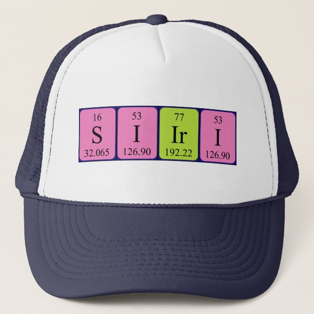Casquette de nom de table périodique Siiri (Devant)