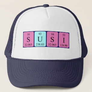Casquette de nom de table périodique Susi