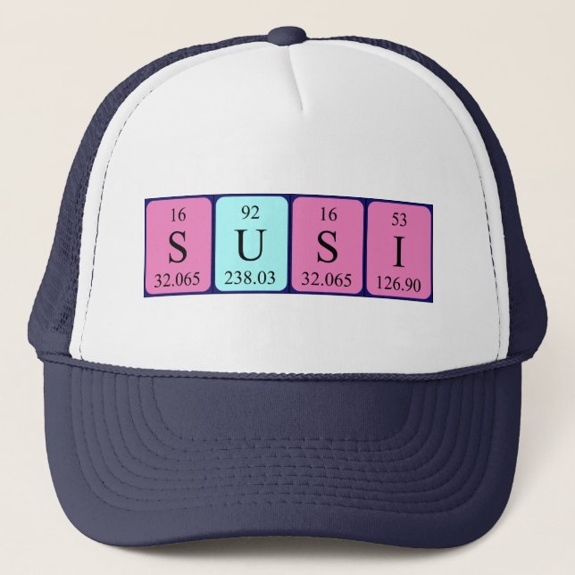 Casquette de nom de table périodique Susi (Devant)