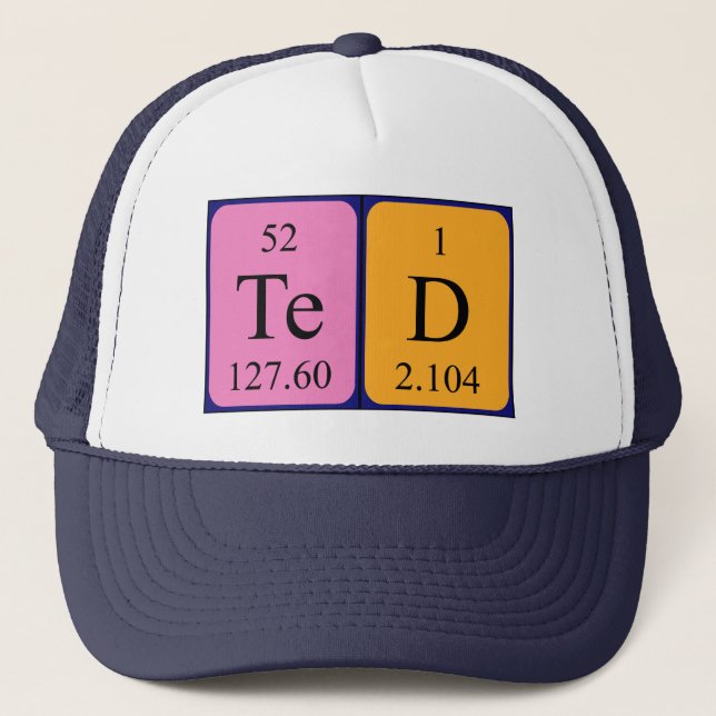 Casquette de nom de table périodique Ted (Devant)