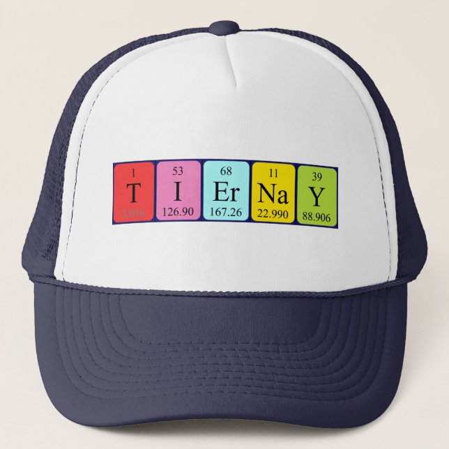 Casquette de nom de table périodique Tiernay (Devant)