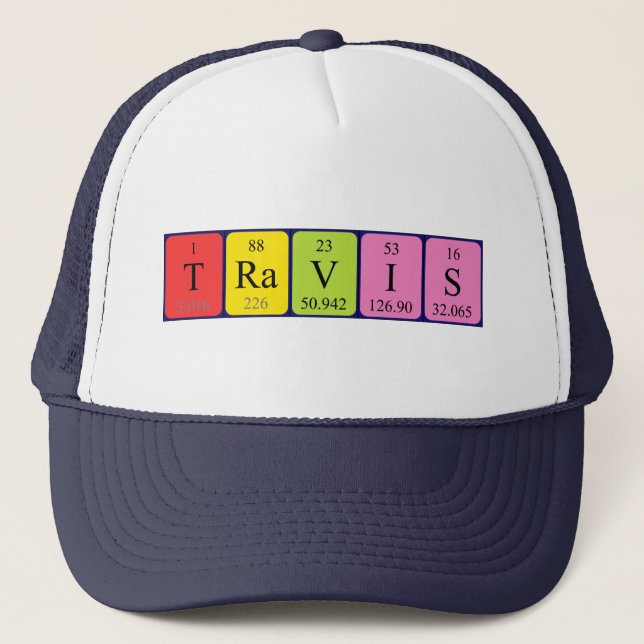 Casquette de nom de table périodique Travis (Devant)