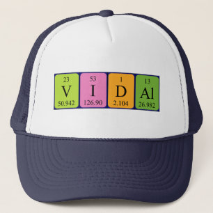 Casquette de nom de table périodique Vidal