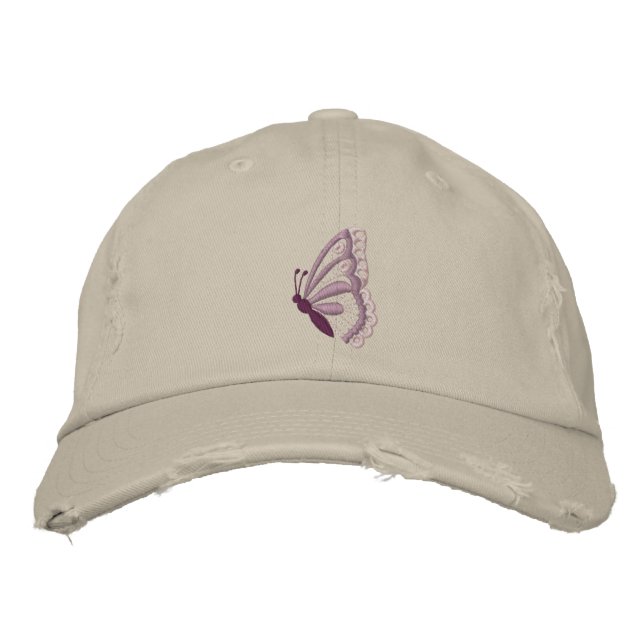 Casquette de papillon violet brodée (Devant)