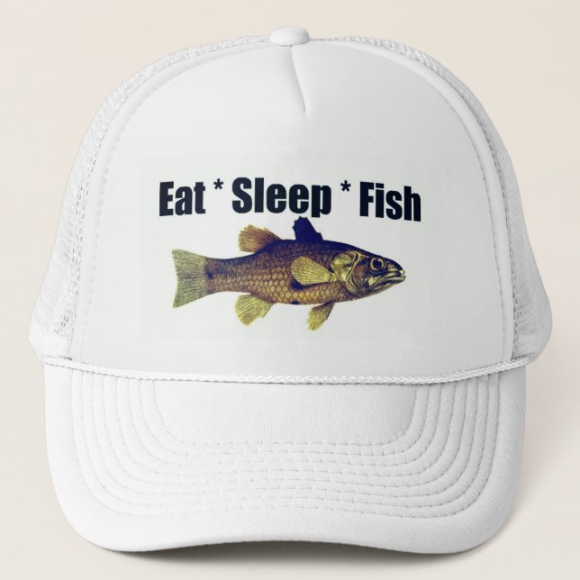 Casquette de pêche - Manger Dormir Poisson Chapeau (Devant)