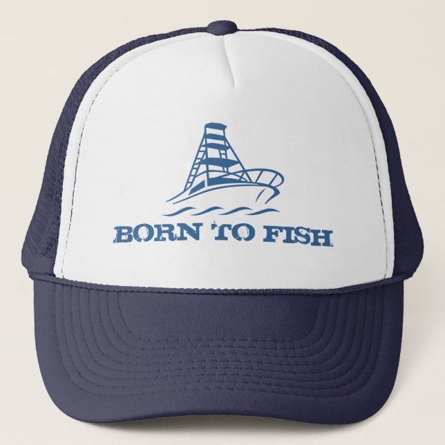 Casquette de pêche | Né à pêcher avec conception d (Devant)